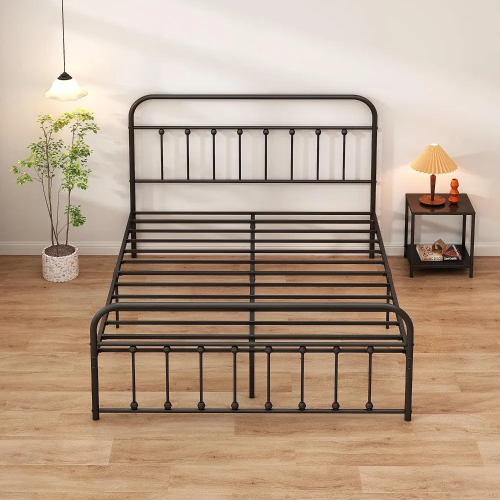 Classic Metal Platform Bed Frame with Heaboard and Footboard,Steel Slats Support,No Box Spring Needed,Full Size,Black Beds