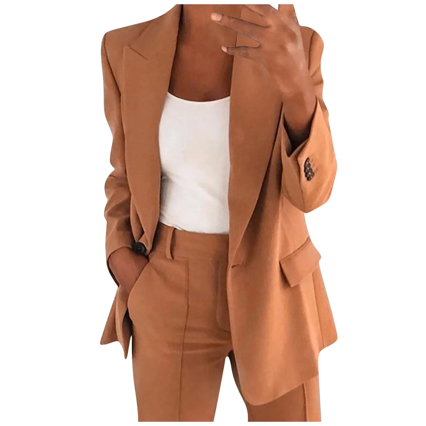 Autumn Spring Solid Blazer Coat Women Notched Long Sleeve Cardigan Button Casual Jacket Suits Office Lady Blazers Jackets куртка