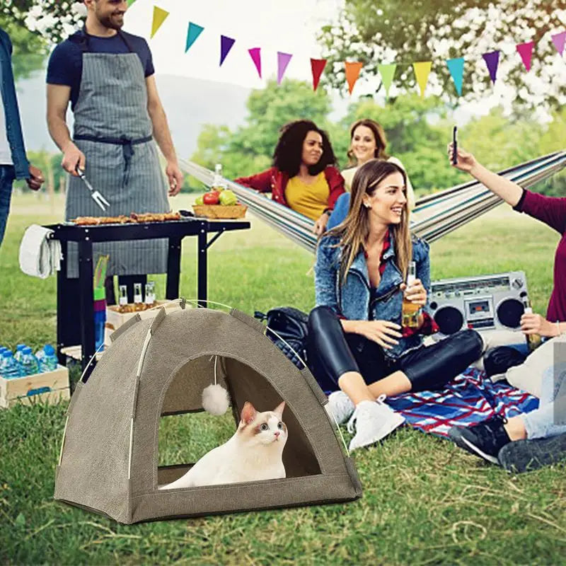 Portable Cat Tent House Removable Cat Bed Summer Pet Cat Dog Deep Sleeping Teepee Cozy Camping Pet Sun Shelter Kitten Supplies