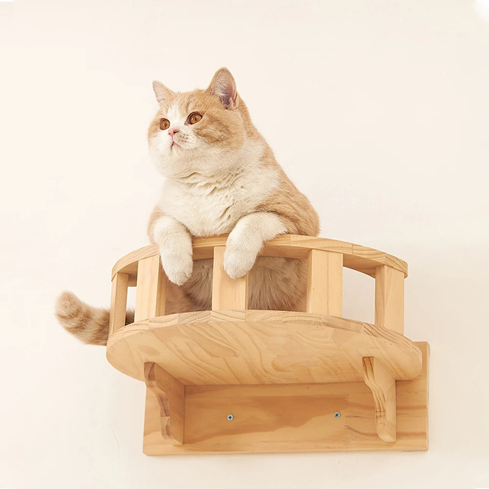 Cat Wall Furniture Floating Wall Shelf With Cat Scratching Post Climbing Perches Hammock Wall Steps For Sleeping Playing Rest