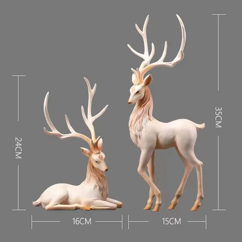 High-End Deer Statue Reindeer Statue Resin Elk Sculpture Living Room Luxury Home Decor Nordic Desktop Accessories New