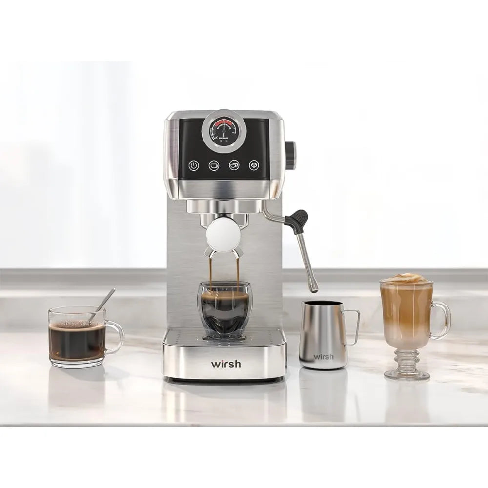 Expresso Coffee Machine with Pressure Gauge, Touch Screen, Full Stainless Steel (Home Barista Plus)