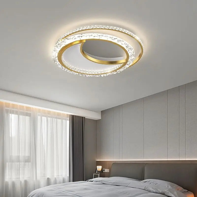 Modern LED Shine Minimalist Ceiling Lamps Acrylic Gold Chandeliers Living Dining Room Bedroom Lights Home Decor Luster Fixtures