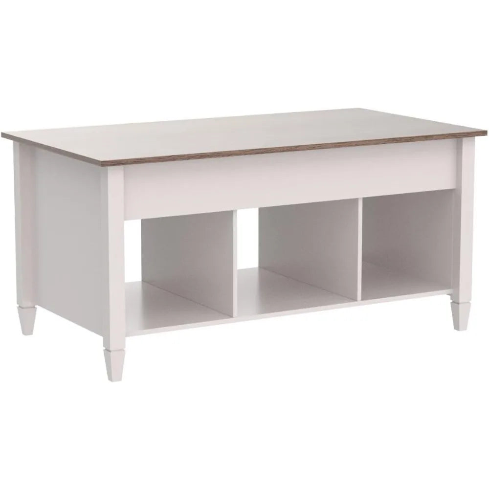 Lift Top Coffee Table, White, with Storage Shelf/Hidden Compartment, Gas Lift Mesa De Centro para Sala Pop Up Coffee Table