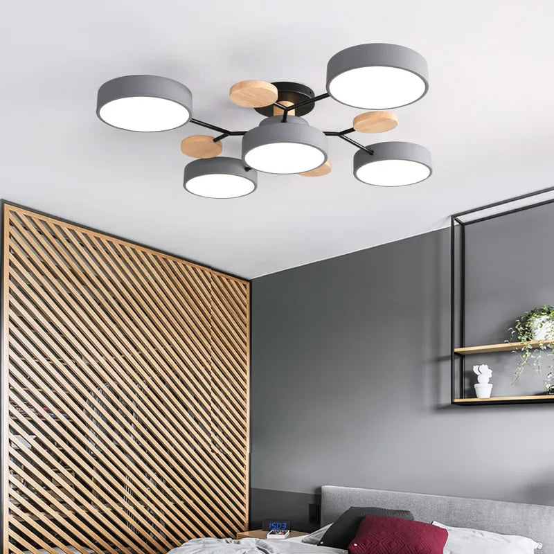 Nordic Style Living Room Ceiling Chandelier Bedroom LED Ceiling Light Kitchen Wooden Chandelier Dining Room Lamp Aisle Lighting