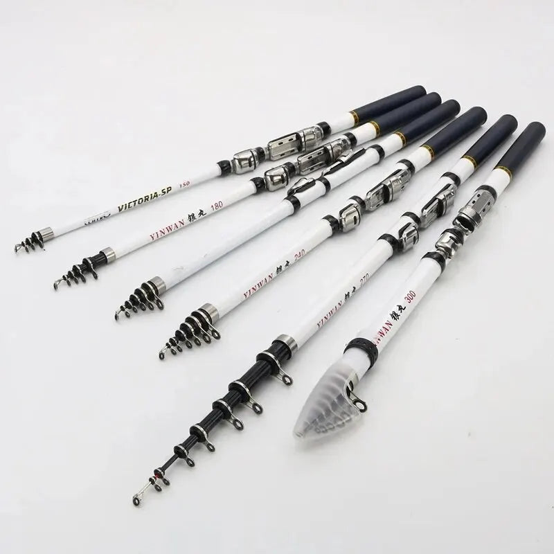 1.8m/2.1m/2.4m/2.7m/3.0m Telescopic Rock Fishing Rod Spinning Fly Carp Feeder Carbon Fiber Pesca Mini Travel Rod Reel Seat