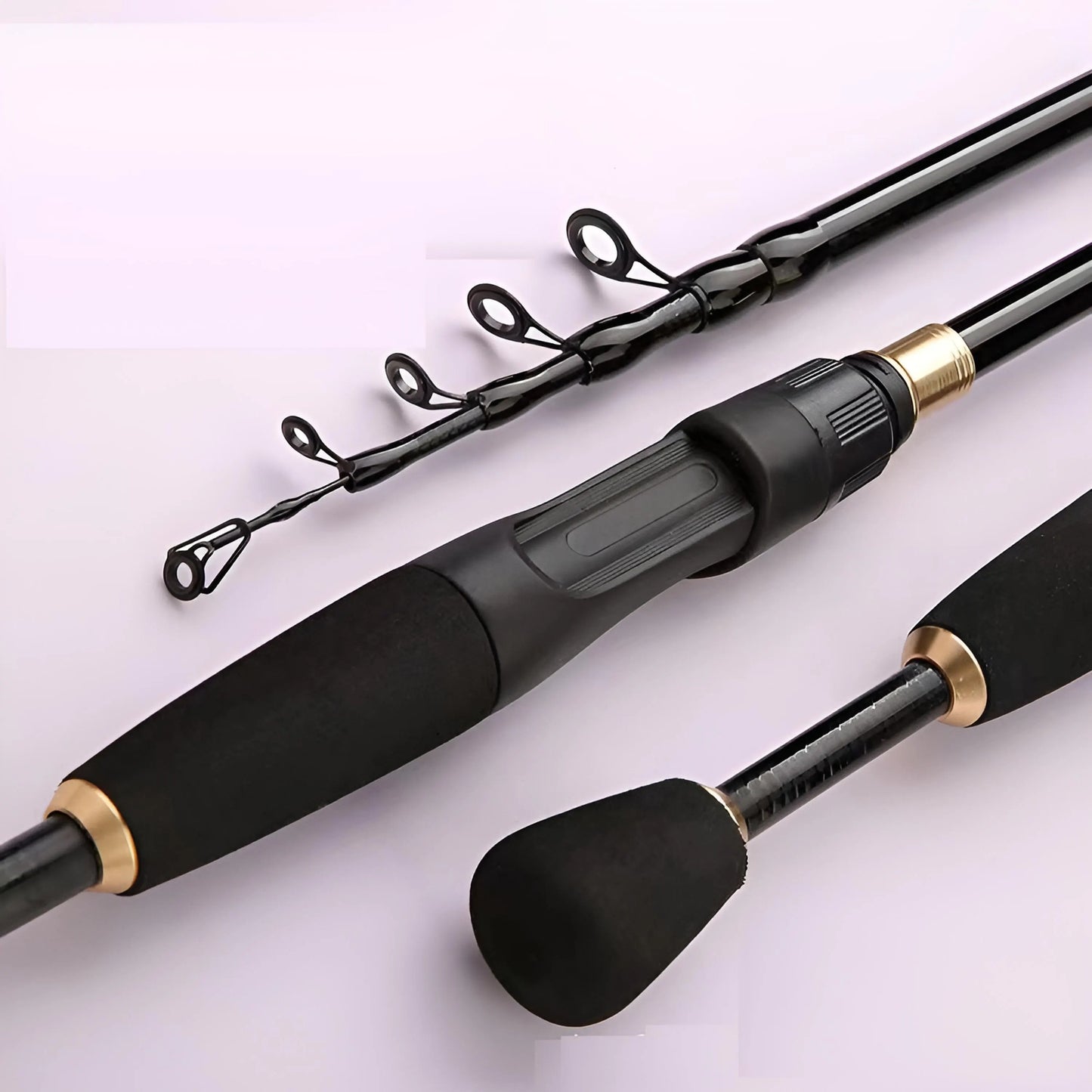 Portable Retractable Rod, Carbon Upturned Fishing , Handle Straight HandleTwoWheel Base Multi-water Area Applicable Transport