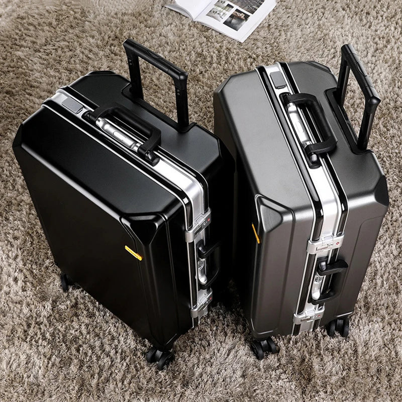 Dropshipping Fashion Aluminum Frame Trolley Universal Wheel Travel Box Trunk Solid Bags Password Luggage Boarding Check Suitcase