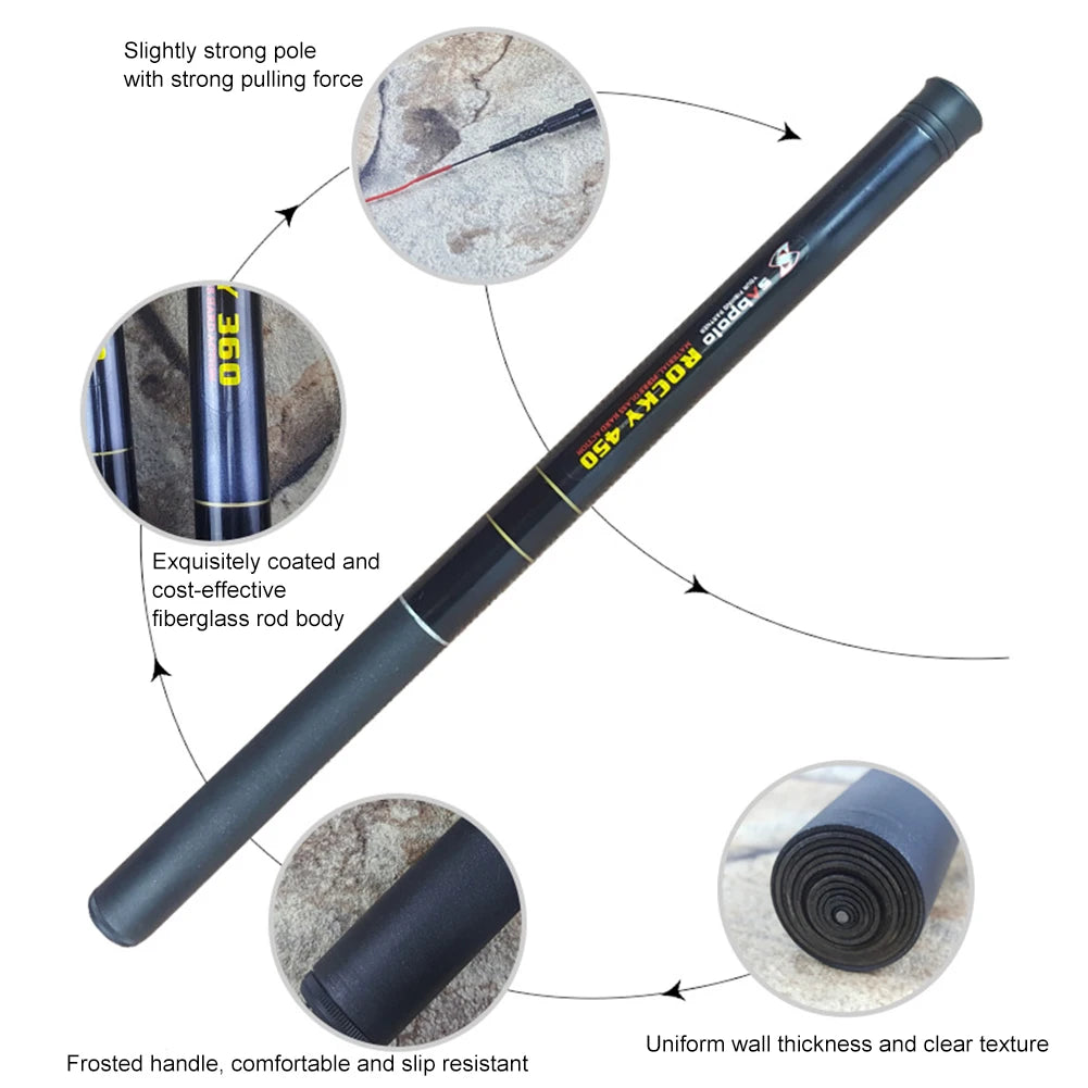 Telescopic Fishing Rod Fishing Rod Fiberglass Fishing Gear Ultralight 2.1/2.4/2.7/3.6M Retractable 40cm for Backpacking Trip