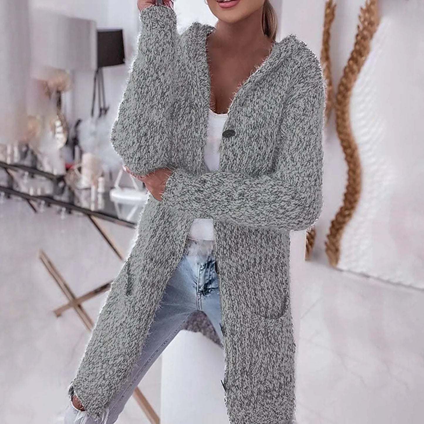 Women Thick Warm Sweater Cardigan Ladies Autumn Winter Knitted Coat Female Single-Breasted Pocket Cardigans Outwear кардиган