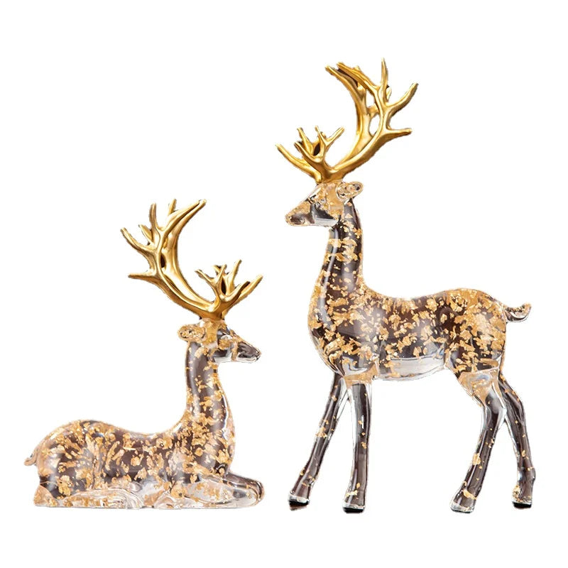 Luxury Transparent Elk Sculpture Home Decor Accessories Modern Living Room Office Bookshelf Accessories Art Animal Aesthetics