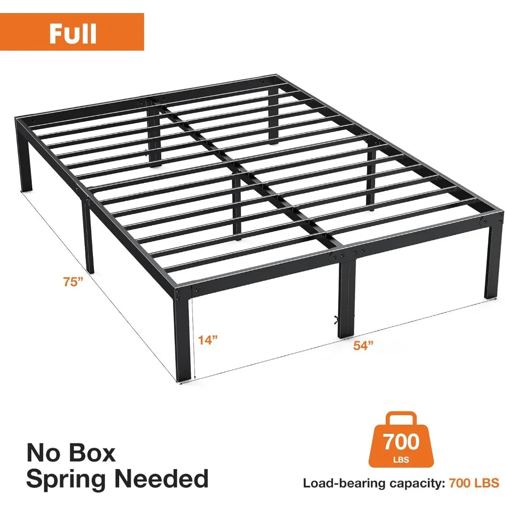 Metal Queen Bed Frame- Full Size Bedstead, King Platform with Storage, Air Mattress Twin for Bedroom Sturdy Steel Slat Support