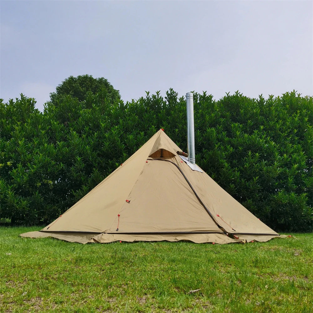 10.5' x 5.2' Camping Tent with Stove Jack Outdoor Teepee Tent for Family Camping Backpacking Hiking