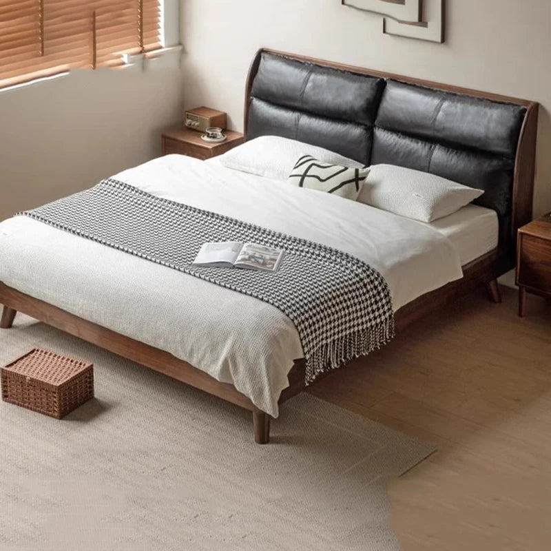 Modern Wooden Designer Bed Double Simple Large Luxury Floor Bed Bedframe Headboards Muebles Para Dormitorio Nordic Furniture