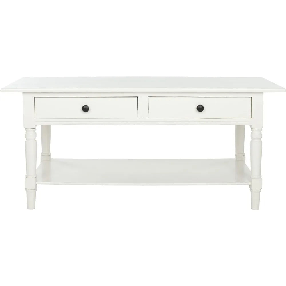 Style Transitional Distressed Cream Coffee Table 21.7"D X 41.7"W X 18.5"H Coffee Table for Living Room Side Furniture Home