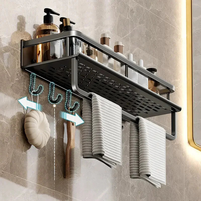 Black Bathroom Shower Room Storage Rack Toiletries Shelf Storage Is Perfect For Bathroom Item Storage