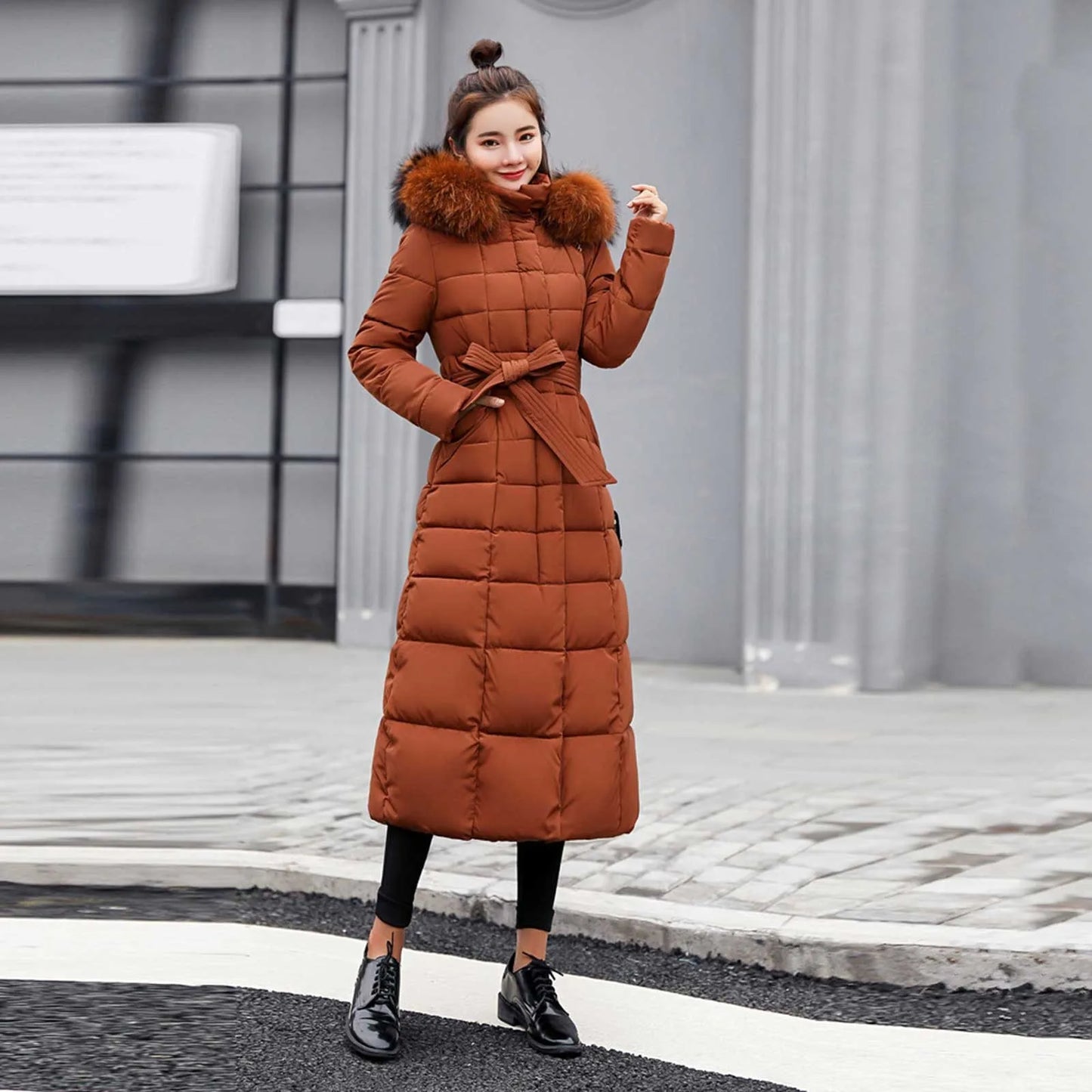 2023 New Winter Fashion Solid Warm Thick Down Coat Jacket With Fur Collar Y2K Oversize High Quality Hoodies Long Outwear Parka