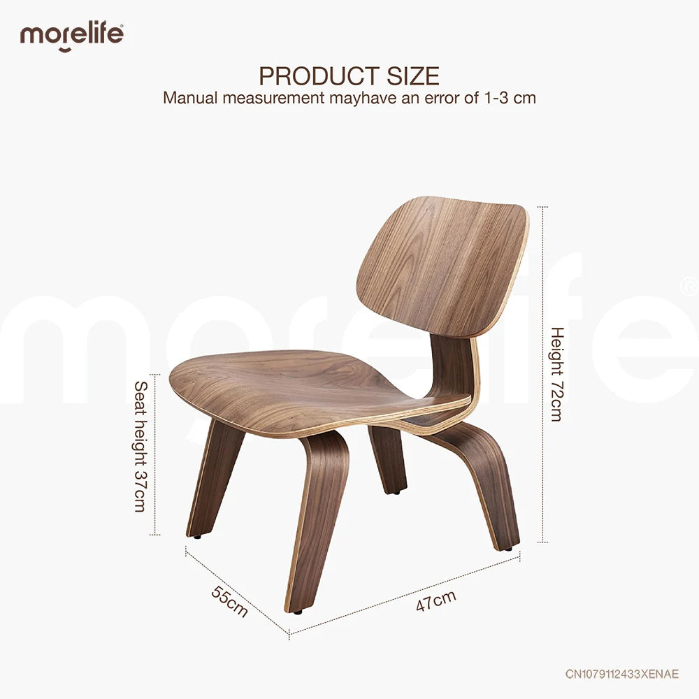 Modern Plywood Lounge Chair Natural Walnut Wood Low Lounge Chair for Living Room Mid Century Wooden Accent Chair Furniture