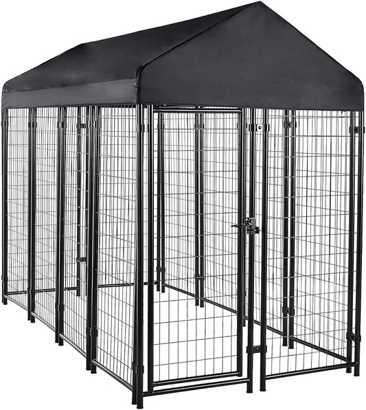 Welded Rectangular Outdoor Secure Wire Crate Kennel for Cat, Dog Large, Black, 102 x 48 x 72 Inches pet supplies  dog fence