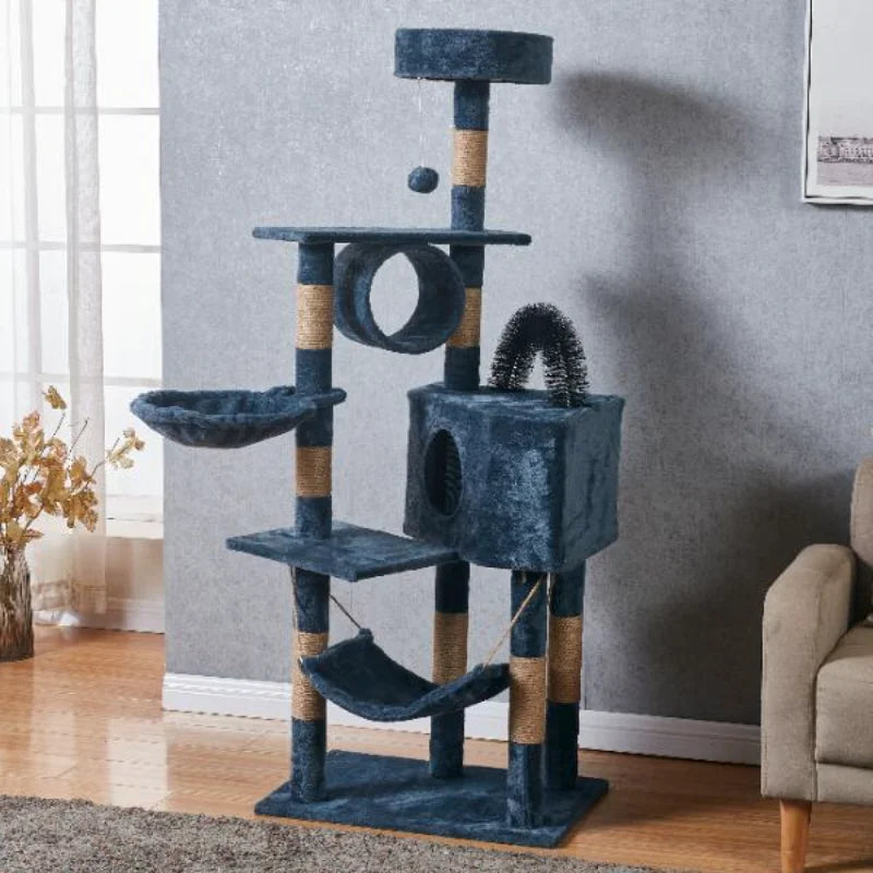 59inch Large Cat Tree for Cats Big Cat Tower with Cat Condo Cozy Plush Cat Perches Sisal Scratching Posts Hammocks Cat Scratch