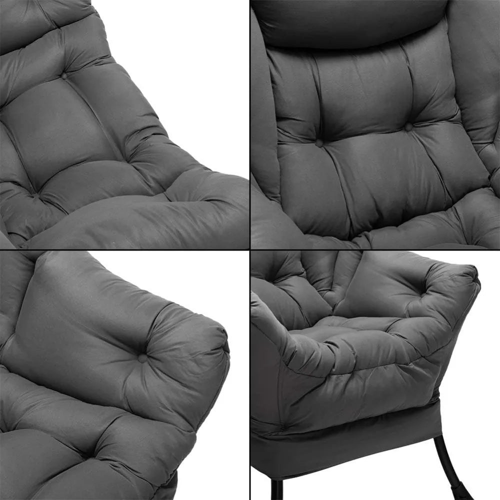 Modern Fabric Large Lazy Chair, Accent Oversized Comfy Reading Chair, Thick Padded Cozy Lounge Chair with Armrest