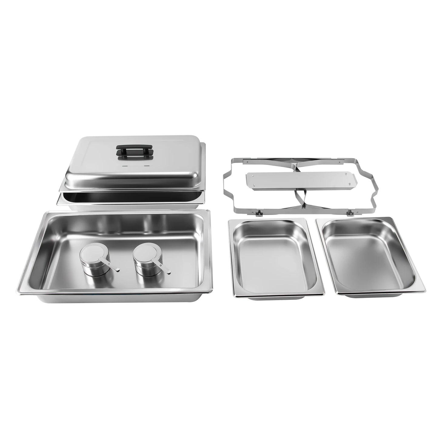 9.51 QT Chafing Dish Buffet Set stainless Steel Foldable Rectangular Chafer Full Size w/Water Pan, Food Pan, Fuel Holder and Lid