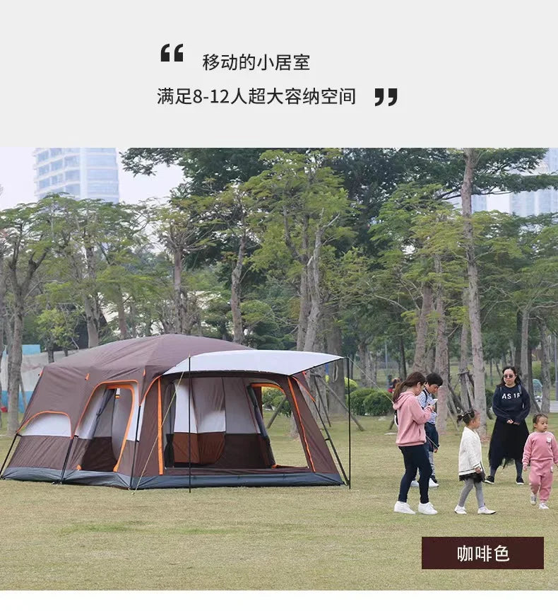 Two Room Extra Large Outdoor Camping Tents 5-8 Persons Waterproof Outdoor Family Luxury Big Camping Tent