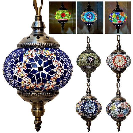 Decorative Glass Globe Fixture E27 Bar Restaurant Mediterranean Pendant Light Exotic Turkish Style Classical Homestay Chandelier