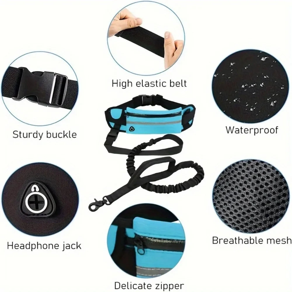 Pet Supplies Fanny Pack Walking Dog Leash Reflective Hands-Free Dog Leash with Adjustable Waist Belt and Bag Outdoor Running