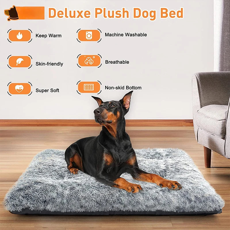 Pet Deluxe Plush Bed Dog Crate Kennel Bed Cat Sleeping Floor Mat Winter Warm Non-slip Sofa Cushion for Small Medium Large Dogs