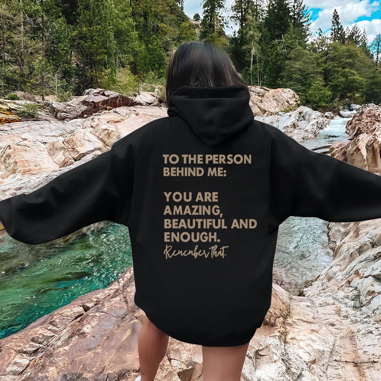 Dear Person Behind Me Hoodie With Pockets Harajuku Back Words Print Hoodie for Women Oversized Sweatshirts Fleece Hoodies Y2K