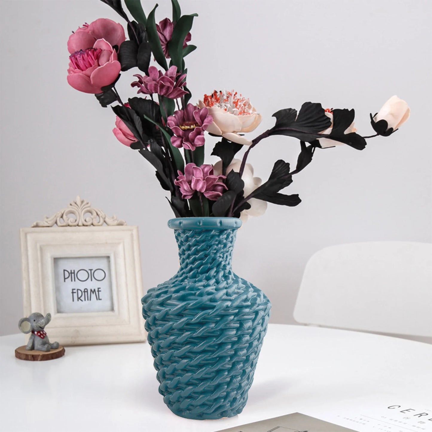 2022 Multiple PE Vase Flower Imitation Ceramic Plastic Flower Vase Flower Basket Nordic Style Modern Vases Decoration Home Decor