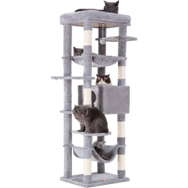 Cat Tree for Large Cats 20 lbs Heavy Duty,69 inches XXL Cat Tower for Indoor Cats,Multi-Level Cat Furniture Condo for Cats