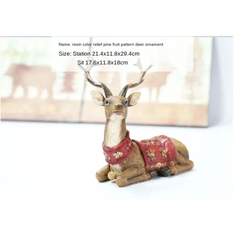 Gold Deer Statue Reindeer Figurines Resin Elk Sculpture Living Room Luxury Home Decor Christmas Decoration Tabletop Ornaments