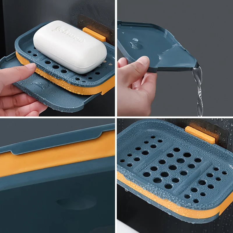 1PC Non-slip Soap Holder Bathroom Strong Suction Drain Rack Soap Dishes Household Suction Cup Wall Mounted Soap Dish