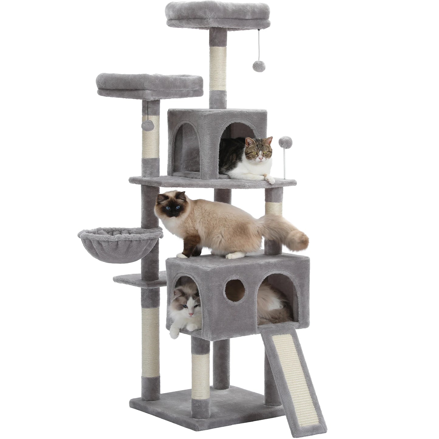 Free Shipping  Multi-Level Cat Tree For Cats With Cozy Perches Stable Cat Climbing Frame Cat Scratch Board Toys Gray&Beige