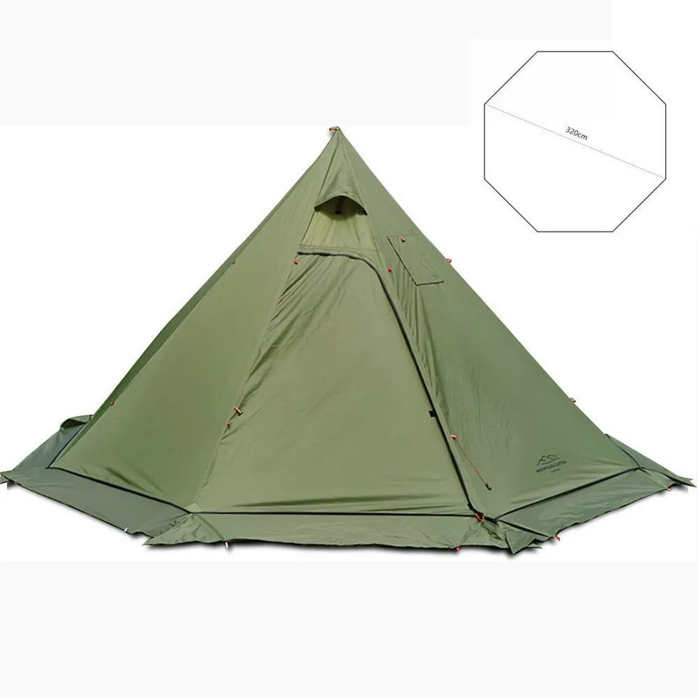 Ultralight Winter Pyramid Tent with Snow Skirt 210T Plaid Ripstop Camping Bushcraft Tent Height 1.6M Including Free Stove Jack