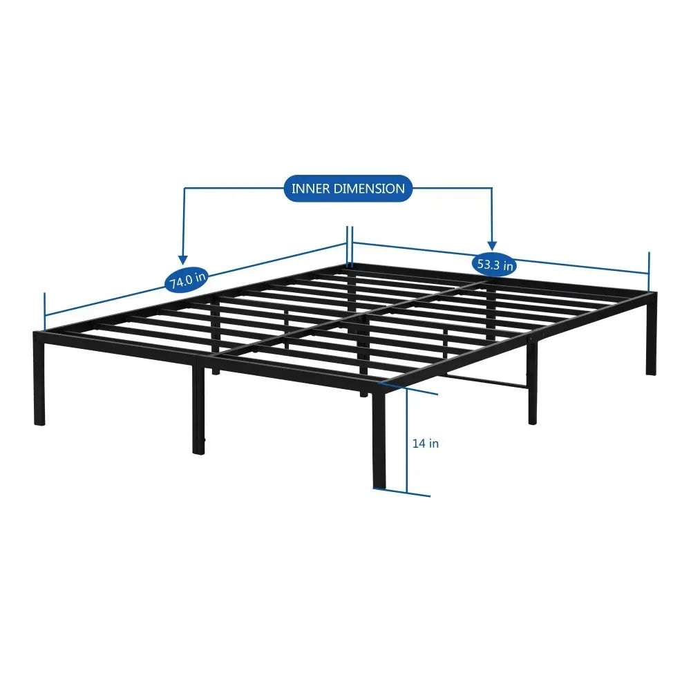 Twin Size Bed Frame, 14" High, 3000lbs Heavy Duty Extra Long Metal Bed Platform, Twin XL Size Bed Frame