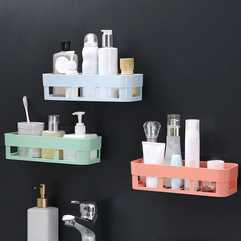 Bathroom Shelf Organizer Toilet Adhesive Shampoo Gel Storage Basket Decoration Bathroom Corner Shower Shelf Rack Accessories