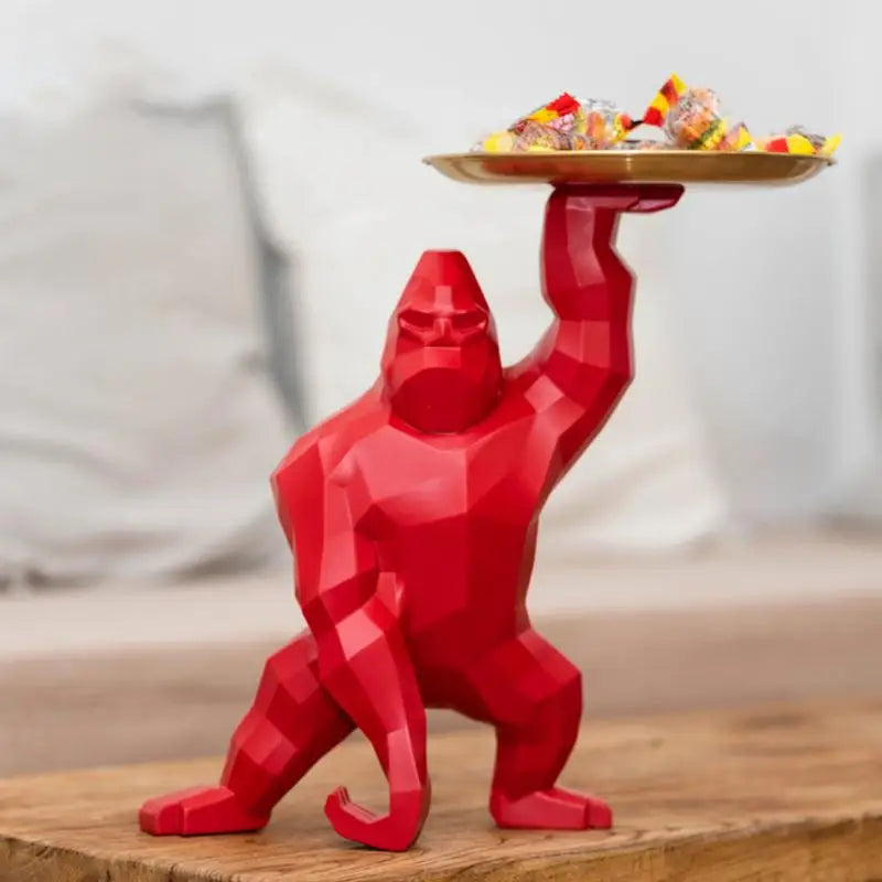 Gorilla Statue With Tray Home Decor Living Room Decorative Animal Table Room Decor Gorilla Sculpture