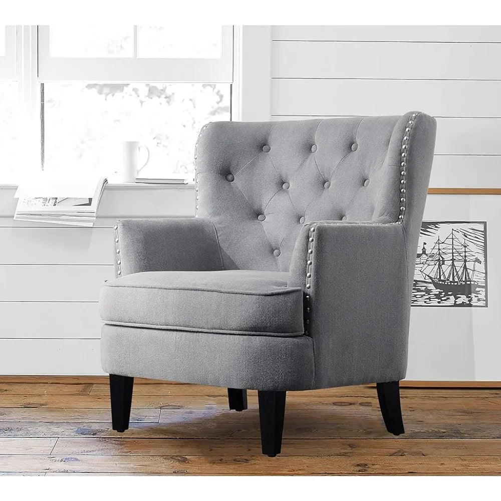 Living room chair furniture reading arm living room comfortable bedroom small accent chair, standard, velvet light grey