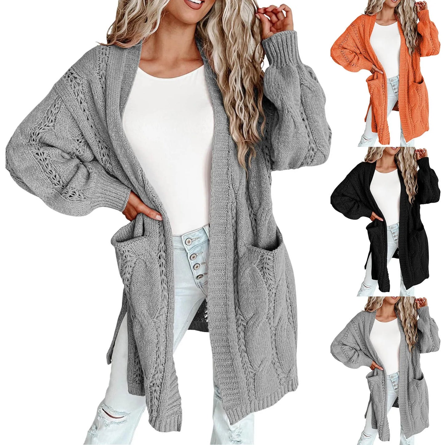 Long Cardigans For Women Open Front Long Sleeves Lightweight Woman Clothing Turn Down Collar Cardigan All- Button Blouses