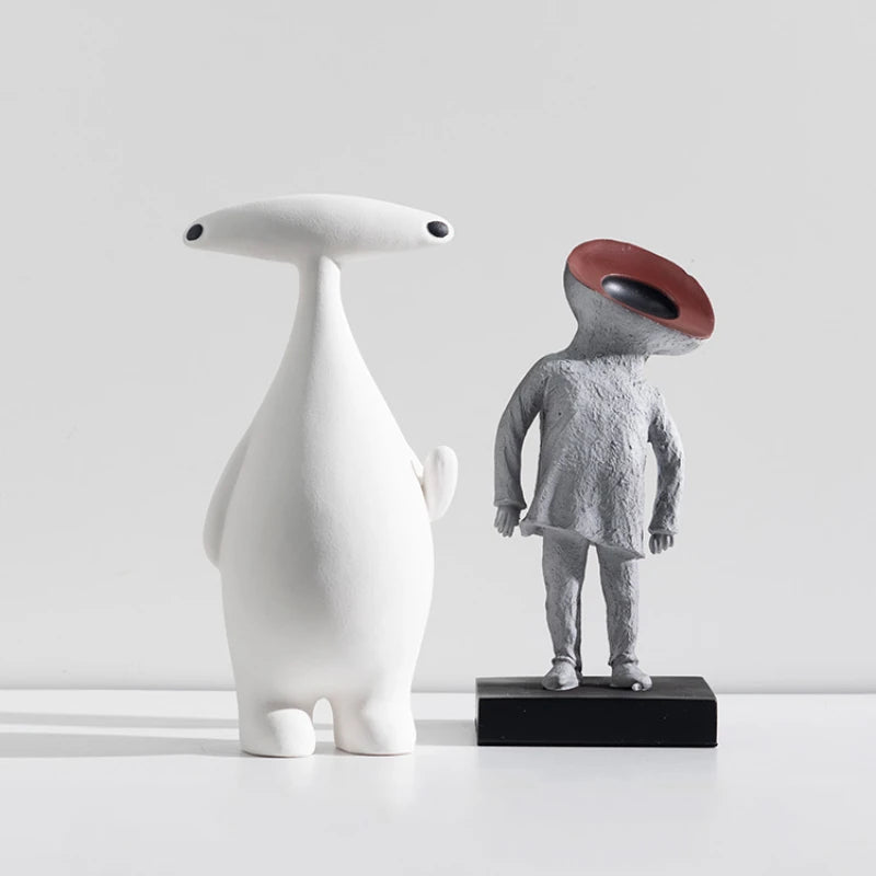 Nordic Modern Minimalist Creative Abstract Character Sculpture Cartoon Alien Resin Crafts Home Living Room Bedroom Decoration