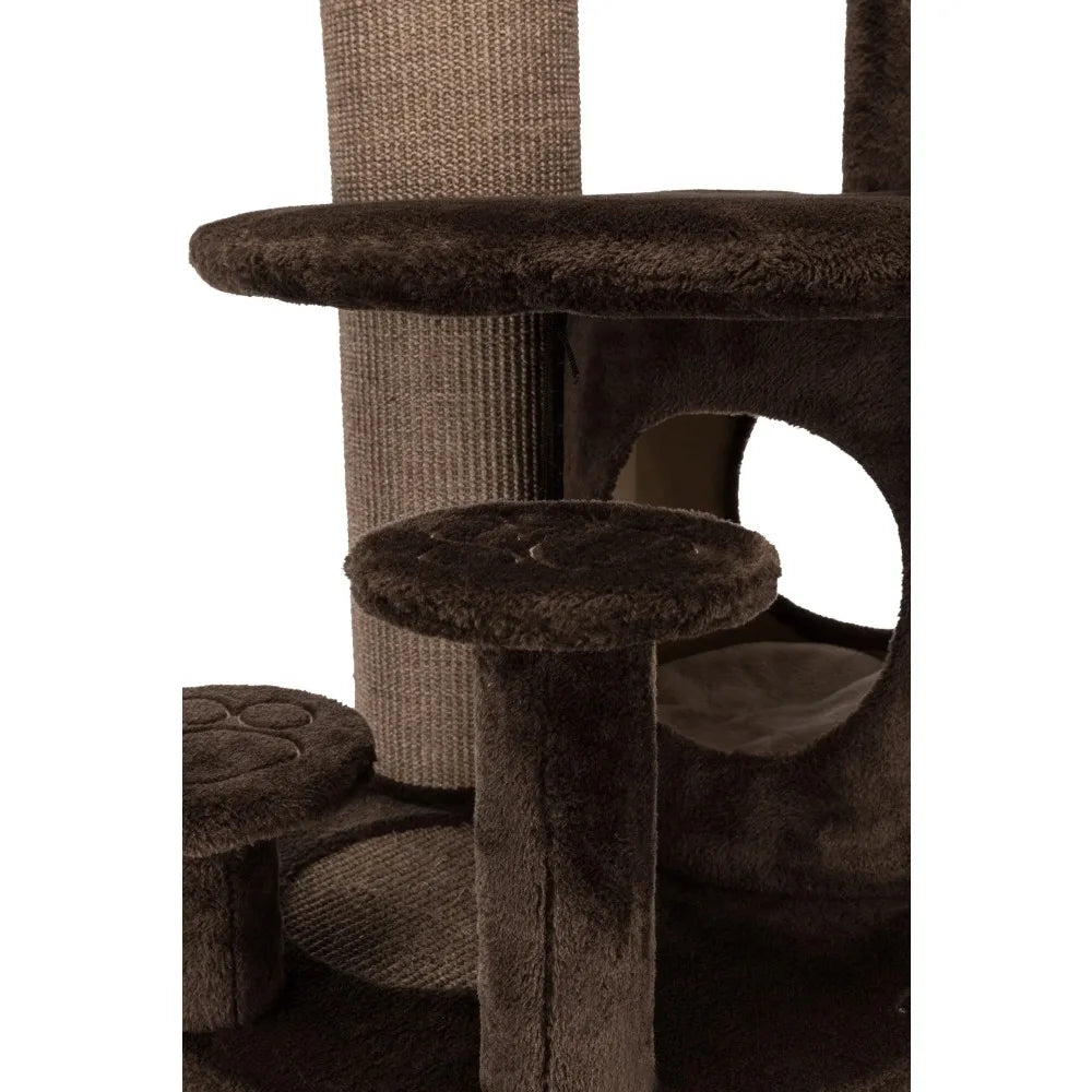 Senior Plush & Sisal 3-Level Cat Tower Scratching Posts Hammock Beds Cats Accessories for Cats Tree Pet Products Toys Supplies