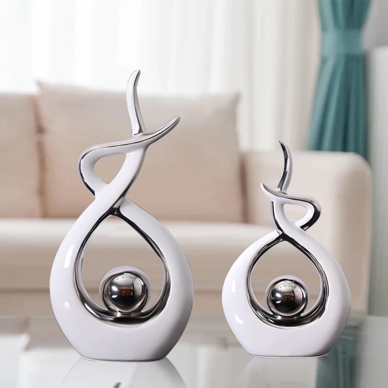 Modern Luxurious Living Room Home Decoration Accessories Abstract Ceramic Figurines Office Decoration Desk Souvenir Crafts Gift