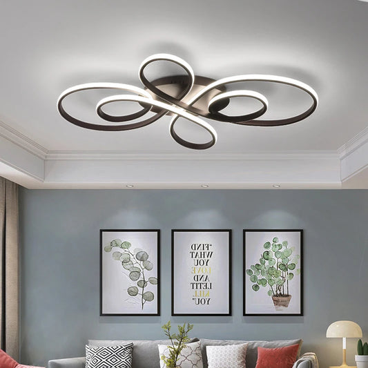 Living Room Minimalist Chandelier Ring Modern Led Ceiling Lamp For Bedroom Loft Hall Home Decor White Brown Hanging Light 2022