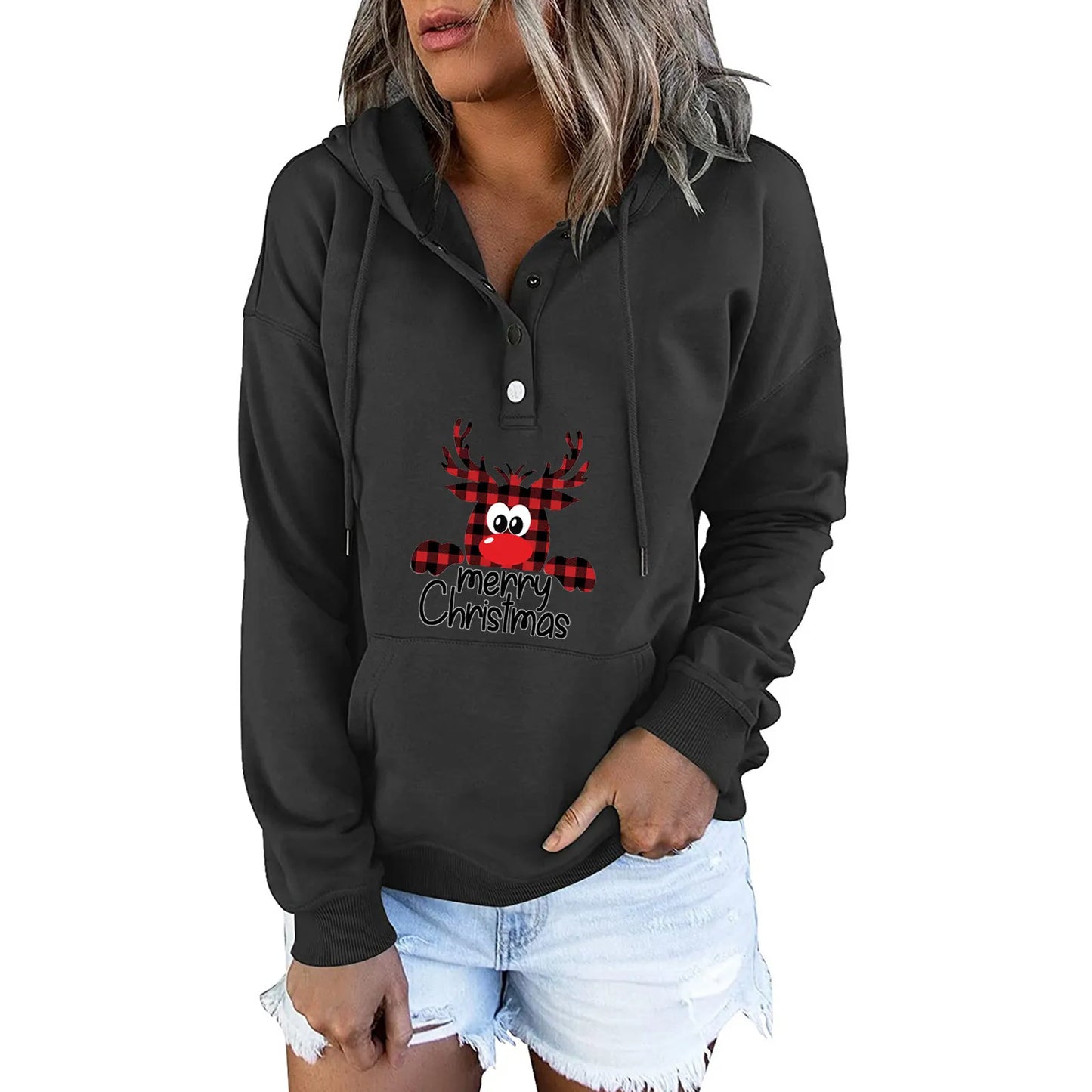 Women Zip up Hooded Sweatshirt Women Ladies Pullover Drawstring Print Button Down Pocket Women Zip up Hooded Sweatshirt Women