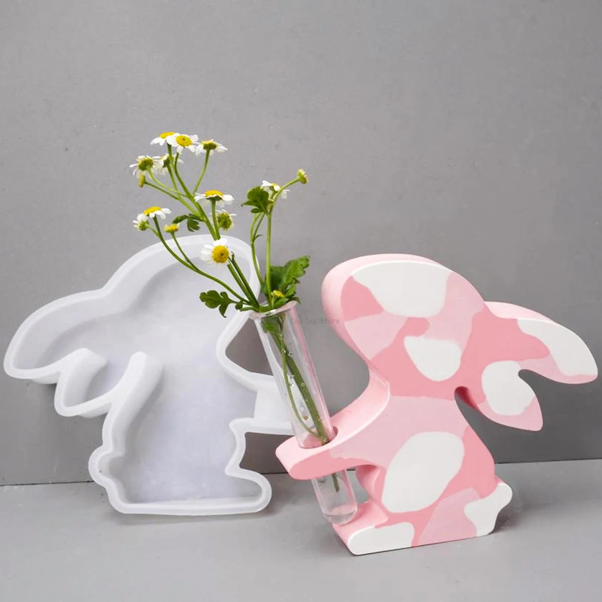 DIY Rabbit Flower Pot Silicone Mold Easter Bunny Craft Gift Hydroponics Vase Making Plaster Resin Casting Molds Home Decor