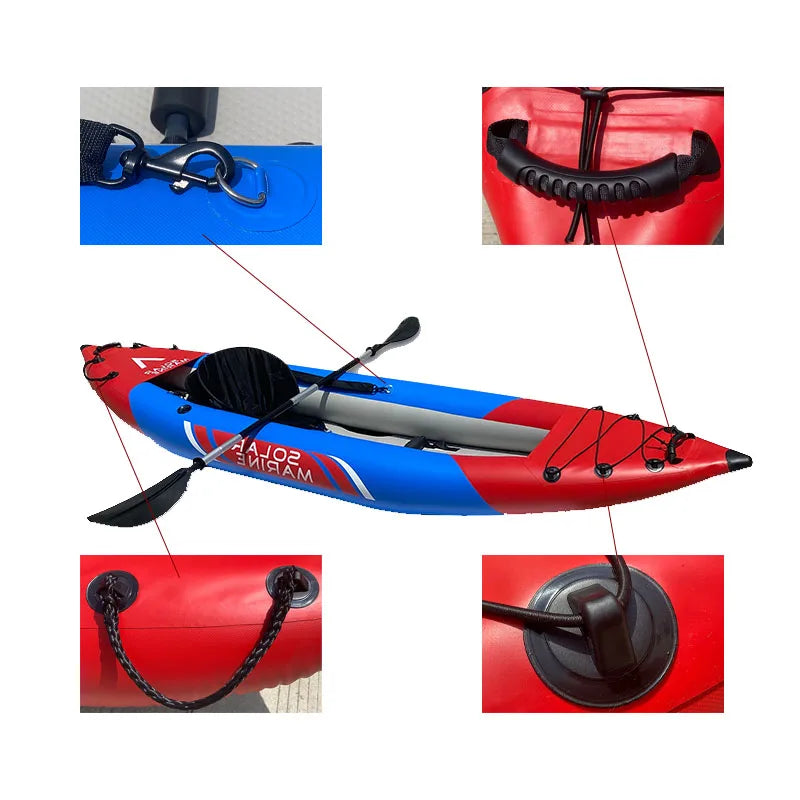 1 Person Inflatable Recreational Touring Kayak Lake River and Ocean Kayak Boat for Fishing Travel and Adventure