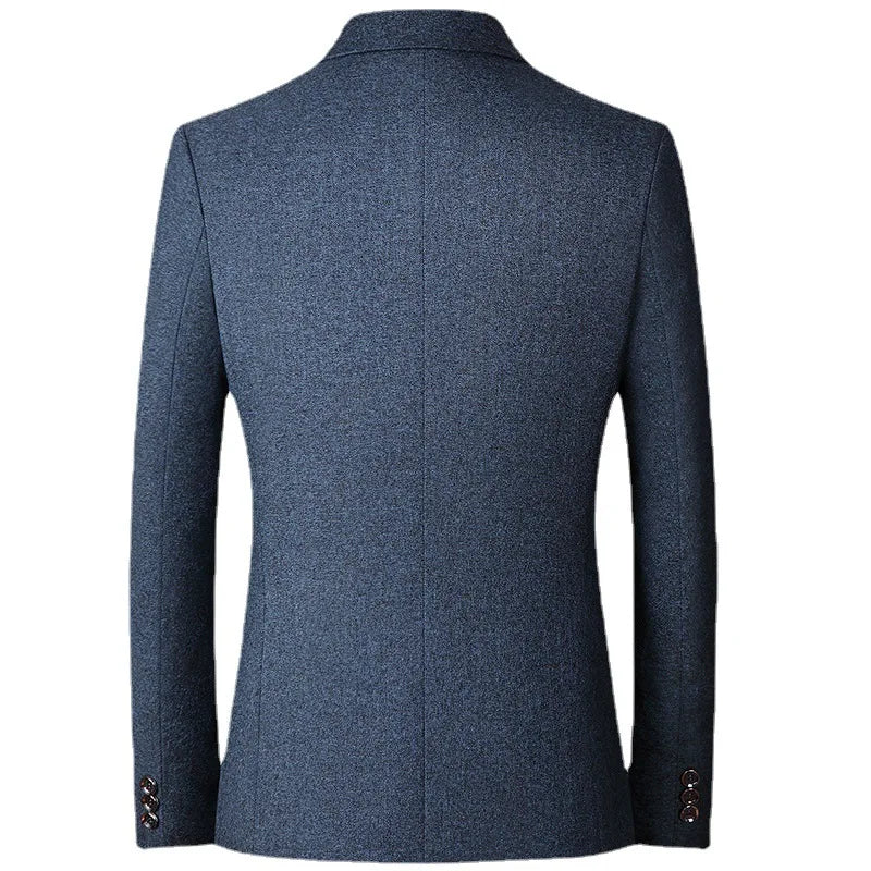 2023 Fashion New Men's Casual Boutique Woolen Pure Color Business Slim Fit Suit Blazers Jacket Dress Coat